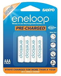 Sanyo Eneloop AAA NiMH Pre-Charged Rechargeable Batteries (4 Pack)