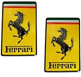2 X Ferrari Real Aluminum Rare Car Square Logo Badge Emblems (Pair/Set) for 512 308 458 599 328 GTS GTO GTB M Dino 612 F430 360 550 355 F1 Spyder Mondial TS Modena F1 Scuderia Spider Challenge Testarossa