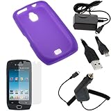 GTMax 5 Pieces - Purple Soft Skin Rubber Silicone Case + Clear LCD Screen P ....