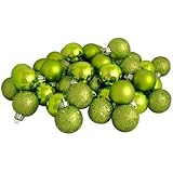 Vickerman 4-Finish Ornament Set, Includes 32 Per Box, 3-Inch, Lime