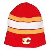 Calgary Flames Vintage Reversible Striped Knit Hat Size One Size