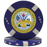 U.S. ARMY Seal on Blue Big Slick Texas Hold'em Poker Chip