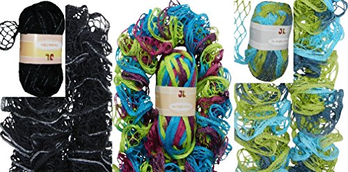 Clearance Pack of 3 Balls Metallic Dee Ruffle Scarf Yarn Mix Colors Lot (mix21)