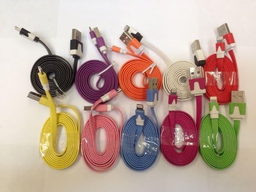 Sfusa 10pcs/lot 10 Colors Colorful 1m 3 Feet Long Flat USB Data Sync Charging Cable Cord for Iphone 5 5s