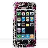 Premium Designer Hard Crystal Snap-on Case for Apple iPhone 3G, 3GS 3G-S - Cool Pink Butterfly Print