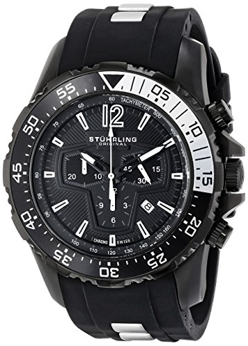 Stuhrling Original Men's 529.33B713 Nautical Enterprise II Analog Display Swiss Quartz Black Watch