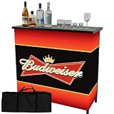 Budweiser Metal 2 Shelf Portable Bar Table w/ Carrying Case