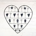 Large Grey Finish Metal Heart With Gingerbread Men & Heart Design Christmas Card Holder