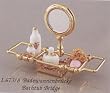 Reutters Porcelain Brass Bathtub Rack/Mirror Set Dollhouse Miniature