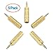 Aurum Cables 5-Pack High Quality 3.5mm Male to 6.35mm Female Stereo Adapter