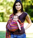 MAYA WRAP Lightly Padded Baby Ring Sling Carrier (MEDIUM - BRIGHT STRIPE)