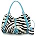 Trendy Zebra Print Hobo Shoulder Bag - Turquoise