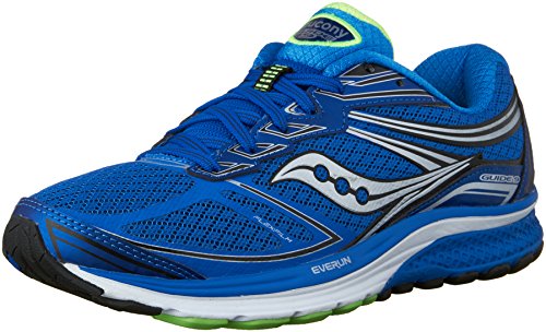 Saucony Men's Guide 9 Running Shoe, Blue/Slime/Black, 10 M US