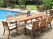 New 9 Pc Luxurious Grade-A Teak Dining Set - 94" Rectangle Table and 8 Stacking Arm Chairs [Model:ABb]