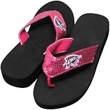 NBA Oklahoma City Thunder Ladies Sequin Wedge Flip Flops - Pink (5/6) Amazon.com