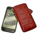 Suncase Ledertasche (Lasche mit R�ckzugfunktion) f�r Samsung i9000 Galaxy S / i9001 Galaxy S Plus croco-rot
