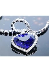 Heart of Ocean Alloy Blue Sparkling Rhinestone Crystal Diamond Necklace Chain Pendant Necklace