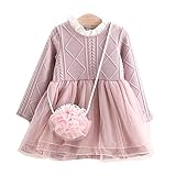 TMM　 子供服 ガールズ ワンピース チュニック リボン チェック 切り替え 女の子 秋服 チュール付き 長袖 ワンピースフレア ドレス フォーマル 発表会 結婚式 入園式 パーティー 普段着 (1