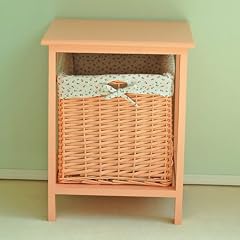 Kinder-Sitzhocker LISA mit Rattankorb/Stauraum, Aprikot / Lachs, 45cm
