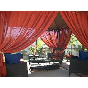 Outdoor Gazebo Patio Drapes Paprika "Sheer" 108" Includes (2) Panels (Each Panel 50" X 108")