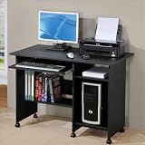Black Finish Computer Desk with Storage