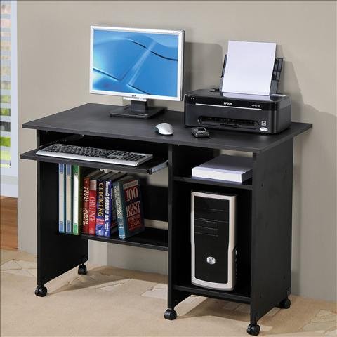 Black Finish Computer Desk with Storage