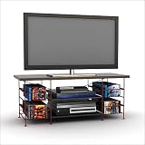 TV Stand Atlantic Tribeca TV Stand - Deep Red Metallic Frame and Black Top