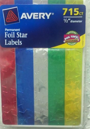 AVERY FOIL STAR LABELS 1/2" IN DIAMETER 715 COUNT
