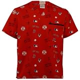 MLB Boston Red Sox Red Allover Print Scrub Top (Large)