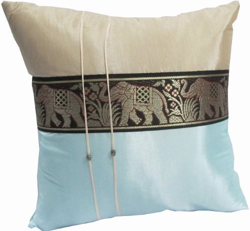 1 Piece Thai Royal Elephants Thai Silk Pillow Case Cover Cushion