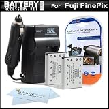 2 Pack Battery And Charger Kit For Fuji FinePix Z900EXR Digital Camera Includes 2 Extended (1100 Mah) Replacement For Fuji NP-45A Battery + AC/DC Rapid Travel Charger + LCD Screen Protectors + MicroFiber Cleaning Cloth