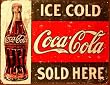 Tin Sign - Coke - C. 1916 Ice Cold , 16x13