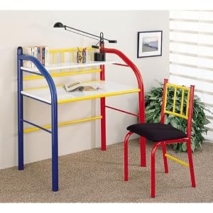 Red Yellow Blue Table Desk and Chair Set Kid Furniture