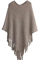 SEXYARN Women's Batwing Tassels Poncho Cape Winter Knit Sweater Cloak