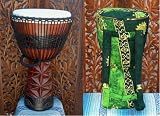 Ruby Geometric Carved Djembe w/ Free Bag and Free Surprise Percussion Gift-23-24 Tall x13-14 Head