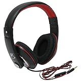 MobileSpec MS50BKR Chords Series Black/Red Stereo Headphones with In-Line Microphone