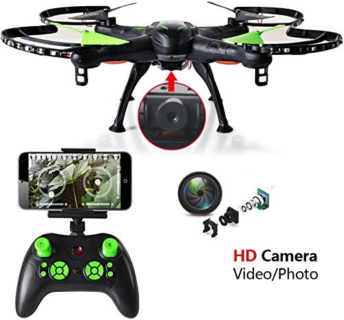 Youngway WiFi FPV RC Drone with 2.0MP HD Camera, Night Flying Support, iOS/Android APP Wifi Remote Control, 2.4GHz 4CH 6 Axis Gyro RTF Quadcopter, 360 flips and Headless Mode, Black