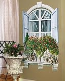 France PARIS French Flower Pot WINDOW MURAL wall decor