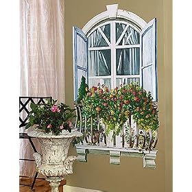 Wallies 15207 Paris Window Wallpaper Mural, 2-Sheets
