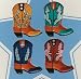 COWBOY BOOTS western snack dessert side PLATES SET 4 dinnerware accent Home Decor