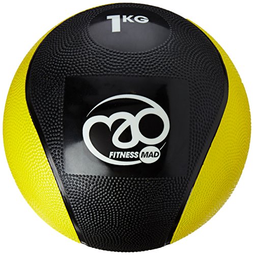 Fitness Mad PVC Medicine Ball - Black/Yellow, 1 kg Fitness Mad PVC Medicine Ball - Black/Yellow, 1 kg