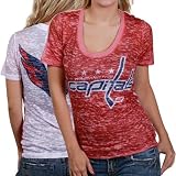 NHL Touch by Alyssa Milano Washington Capitals Ladies Red-White Sublimated Sheer Burnout Premium T-shirt (Medium)
