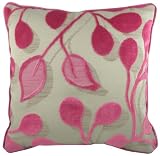 Evans Lichfield Delphina Polyester Fibre Filled Leaf Velvet Cushion, 17 x 17-inch, Pink