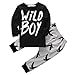 Canis Toddlers Baby Boys Clothes Set Long Sleeve Wild Boy T-Shirt Tops Pants Outfit Winter Spring (80(6-12M), Black+Grey