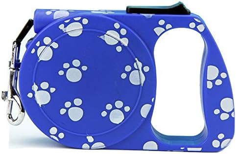 Automatic Retractable Dog Leash Durable Pet Dog Leash Comfortable Handle (3M/118"/9.84Ft, Blue Footprints)