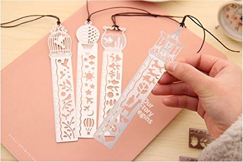 Stainless Steel bookmark with ruler and pattern for creativity fun children school modern design (Set of 4 pcs -- 15cm)
