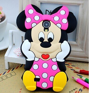 VOCOX Lovely 3D Cartoon Minnie Mouse Soft Silicon Case Cover Compatible for Samsung Galaxy S4 I9500 (Hot Pink) Xmas Gift