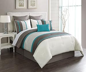 8 Piece Cal King Aruba Turquoise/Taupe Comforter Set