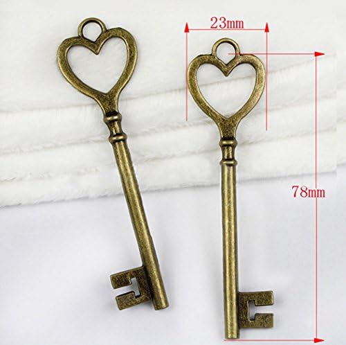 Antique Vintage Skeleton Keys Lot Heart Bow Charm Necklace Pendants (23pcs)
