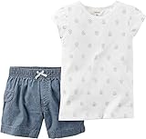 カーターズ Carter's Tシャツ キッズ子供服 フリル袖 綿ジャージー100% ＆ ショートパンツ 綿シャンブレー100% 2点セット 2-Piece Top & Short Set 3T (9